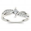 14k White Gold 0.24 Ct Princess Cut Diamond Solitaire Fashion Engagement Ring 14k White Gold 0.24 Ct Princess Cut Diamond Solitaire Fashion Engagement Ring