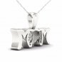 10K White Gold 0.01ct TDW Diamond MOM Solitaire Pendant Necklace