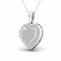 S925 Sterling Silver 0.20ct TDW Diamond Heart Shape Cluster Halo Necklace H-I I2