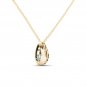 Solid 10K Yellow Gold 0.018Ct Round Cut Dancing Diamond  Pendant Necklace
