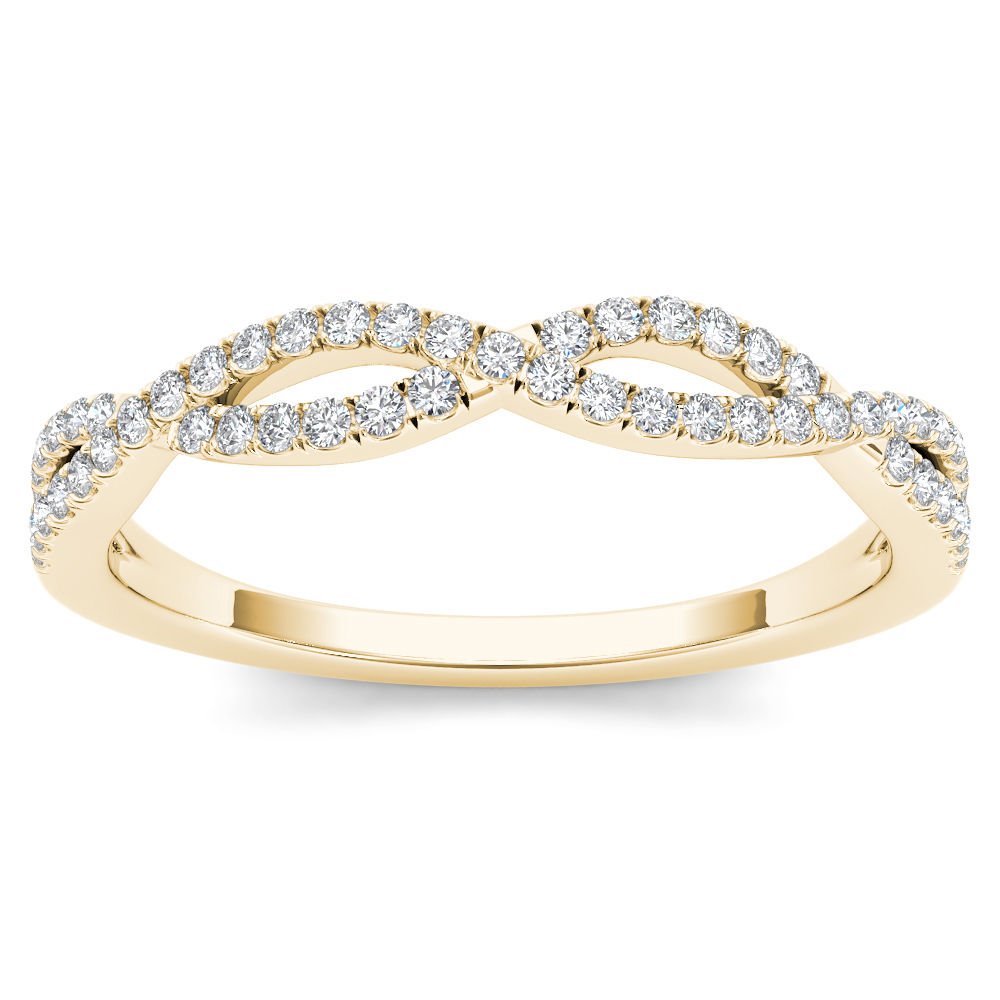 14k Yellow Gold 0.15 Ct Round Cut Diamond Fashion Wedding Anniversary Ring HI I2