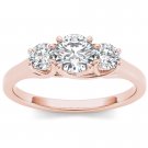 14k Rose Gold 1.25 Ct Round Cut Diamond Three Stone Solitaire Engagement Ring