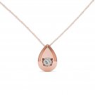 Solid 10K Rose Gold 0.018Ct Round Cut Dancing Diamond  Pendant Necklace