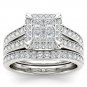 Solid 14k White Gold 1.53 Ct Princess Cut Diamond Cluster Halo Engagement Ring