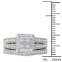 Solid 14k White Gold 1.53 Ct Princess Cut Diamond Cluster Halo Engagement Ring
