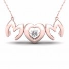 10K Rose Gold 0.01ct TDW Diamond MOM Heart Solitaire Pendant Necklace