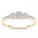 14k Solid Yellow Gold 0.2Ct Round Cut Diamond Cluster Engagement Ring HI I2 Size 14k Solid Yellow Gold 0.2Ct Round Cut Diamond Cluster Engagement Ring HI I2 Size