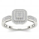 14k White Gold 0.15Ct Round Cut Diamond Halo Vintage Style Engagement Ring HI I2