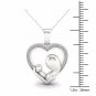 10K White Gold 0.08ct TDW DiamondMother and Child Heart Pendant Necklace H-I I2