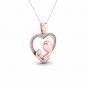 10K Rose Gold 0.08ct TDW DiamondMother and Child Heart Pendant Necklace H-I  I2
