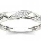 Solid 10k White Gold 0.1 Ct Diamond Anniversary Wedding Engagement Band HI I2