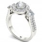 Real 14k White Gold 2.00 ct TDW Natural Round Cut Diamond Halo Ring H-I,I2