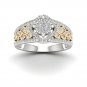 Real 10k Yellow Two Tone White Gold 0.50ct TDW Diamond Cluster Engagement Ring