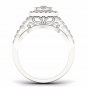 Solid 10k White Gold 0.84 Ct Round Cut Diamond Cluster Halo Engagement Ring