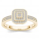 14k Yellow Gold 0.15 Ct Diamond Halo Vintage Style Engagement Ring HI I2 Size 7 14k Yellow Gold 0.15 Ct Diamond Halo Vintage Style Engagement Ring HI I2 Size 7