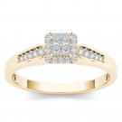 14k Yellow Gold 0.23 Ct Princess Cut Diamond Halo Engagement Ring HI I2 Size 7