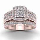 Solid 10k Rose Gold 1Ct Natural Diamond Engagement Ring Set (H-I, I2)