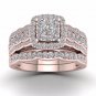 Solid 10k Rose Gold 1Ct Natural Diamond Engagement Ring Set (H-I, I2)