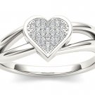 Solid 10k White Gold 0.05 Ct Diamond Double Shank Heart Shape Fashion Ring HI I2 Solid 10k White Gold 0.05 Ct Diamond Double Shank Heart Shape Fashion Ring HI I2