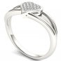 Solid 10k White Gold 0.05 Ct Diamond Double Shank Heart Shape Fashion Ring HI I2