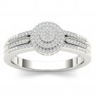 14k White Gold 0.18 Ct Diamond Cluster Halo Vintage Style Engagement Ring HI I2