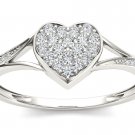 14k White Gold 0.15 Ct Round Cut Diamond Heart Shaped Fashion Ring HI I2 Size 7 14k White Gold 0.15 Ct Round Cut Diamond Heart Shaped Fashion Ring HI I2 Size 7