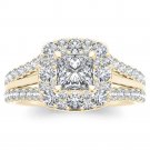 Solid 14k Yellow Gold 1ct TDW Princess Cut Diamond Halo Engagement Ring H-I I2 Solid 14k Yellow Gold 1ct TDW Princess Cut Diamond Halo Engagement Ring H-I I2