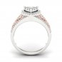 10k Pink Two Tone White Gold 0.50ct Diamond Heart Shape Cluster Engagement Ring