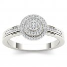 Natural 14k White Gold 0.15 Ct Round Cut Diamond Double Halo Engagement Ring HI Natural 14k White Gold 0.15 Ct Round Cut Diamond Double Halo Engagement Ring HI