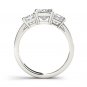 Solid 14K White Gold 2.00 Ct Princess Cut Diamond Three Stone Engagement Ring