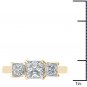 Genuine 14K Yellow Gold 2.00 Ct Princess Cut Diamond Three Stone Engagement Ring