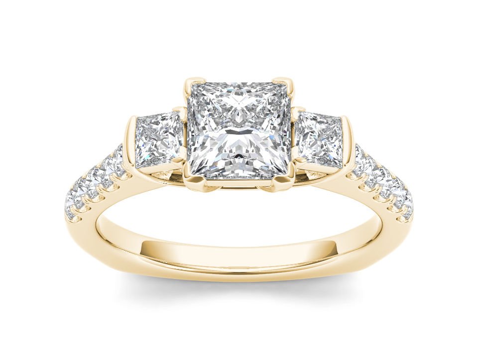 14K YellowGold 1.50 Ct Princess Cut Diamond Classic Solitaire Engagement Ring HI