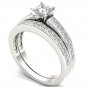 14k White Gold 1.46 Ct Natural Princess Cut Diamond Engagement Ring Set HI I2