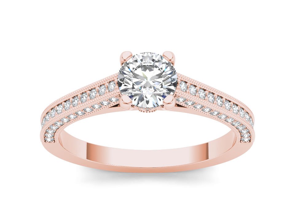 Real 14k Rose Gold 1.25 Ct Round Cut Diamond Classic Solitaire Engagement Ring