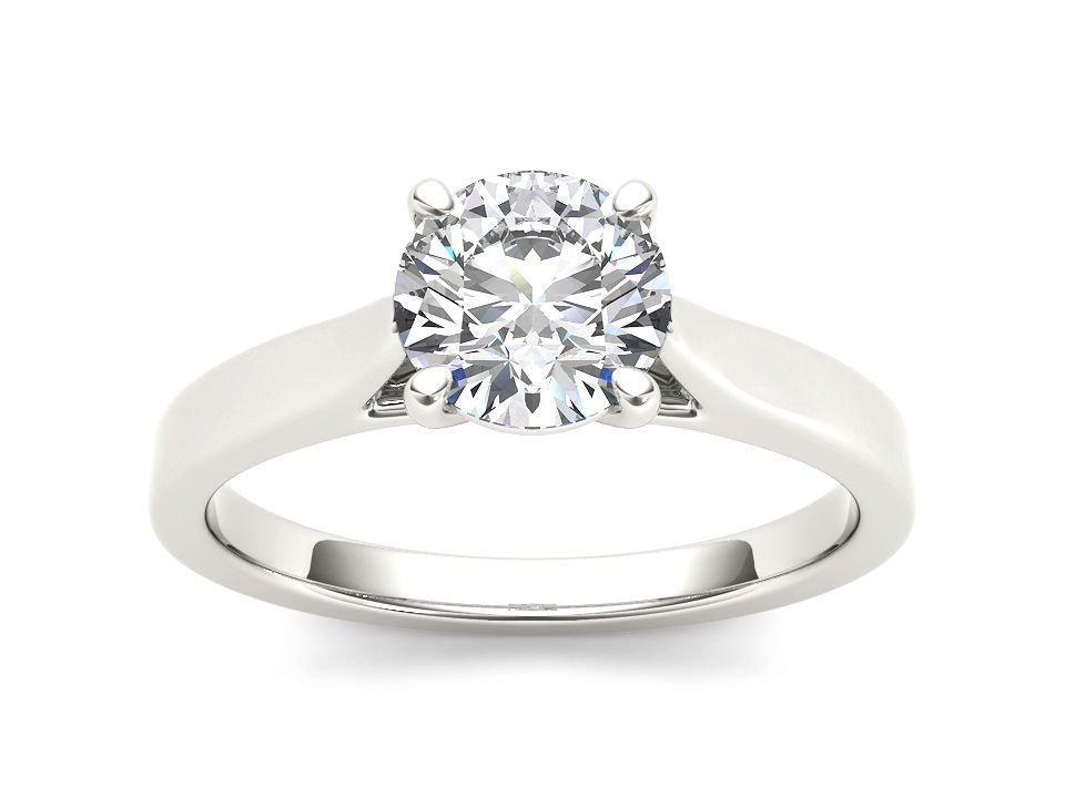 1.00 Ct 14K White Gold Round Cut Natural Diamond Solitaire Engagement Ring