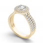 Genuine 14K Yellow Gold 1 Ct Round Cut Diamond Double Halo Engagement Ring HI I2