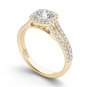 Genuine 14K Yellow Gold 1.00 Ct Natural Round Cut Diamond Halo Engagement Ring