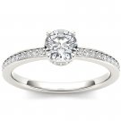 14K White Gold 1.00 Ct Natural Round Cut Diamond Classic Engagement Ring HI I2