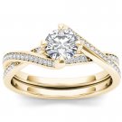 14K Yellow Gold 1.00 Ct Round Cut Diamond Bypass Solitaire Engagement Ring HI I2