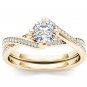 14K Yellow Gold 1.00 Ct Round Cut Diamond Bypass Solitaire Engagement Ring HI I2