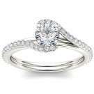 14K White Gold 1.00 Ct Round Cut Diamond Bypass Classic Engagement Ring HI I2