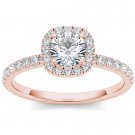 Genuine 14K Rose Gold 1 Ct Natural Round Cut Diamond Halo Engagement Ring HI I2 Genuine 14K Rose Gold 1 Ct Natural Round Cut Diamond Halo Engagement Ring HI I2
