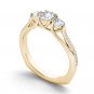 14K Yellow Gold 1.50 Ct Round Cut Diamond Three Stone Engagement Ring HI I2