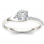 14k White Gold 1.00 Ct Round Cut Diamond Bypass Solitaire Engagement Ring HI I2