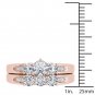 14k Rose Gold 1.42 Ct Natural Round Cut Diamond Halo Engagement Ring Set HI I2