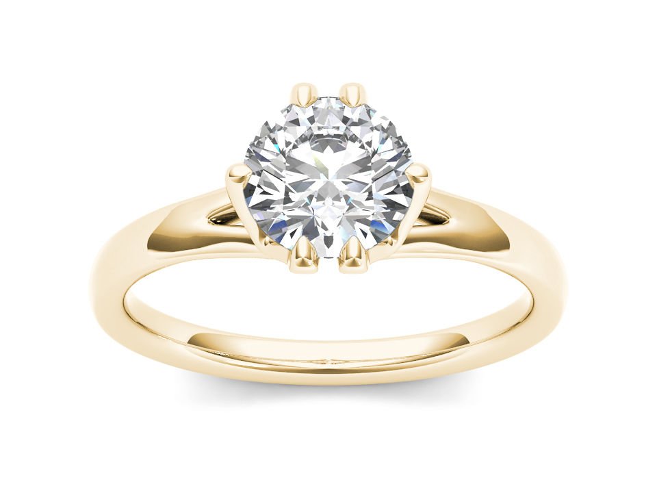 1.00 Ct 14K Yellow Gold Round Cut Natural Diamond Solitaire Engagement Ring HI