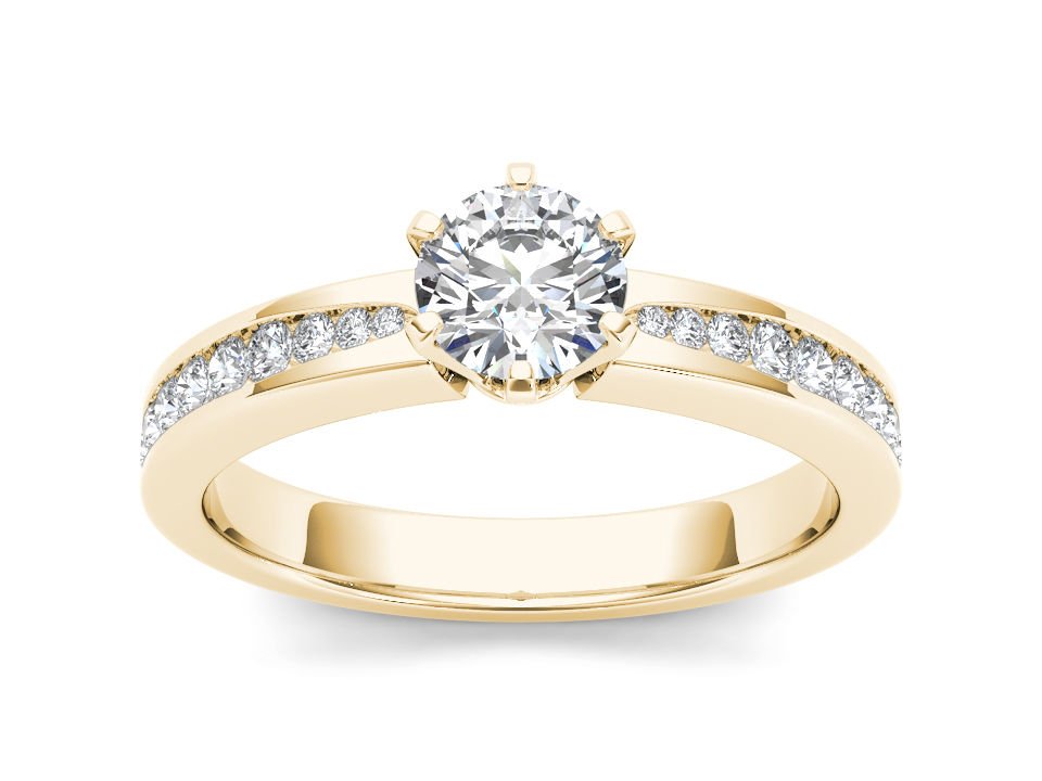 14K Yellow Gold 1 Ct Round Cut Diamond Classic Solitaire Engagement Ring HI I2