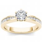 14K Yellow Gold 1 Ct Round Cut Diamond Classic Solitaire Engagement Ring HI I2