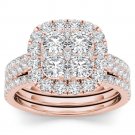 14k Rose Gold 2.00 Ct Round Cut Diamond Halo Two Bands Engagement Ring Set HI 14k Rose Gold 2.00 Ct Round Cut Diamond Halo Two Bands Engagement Ring Set HI