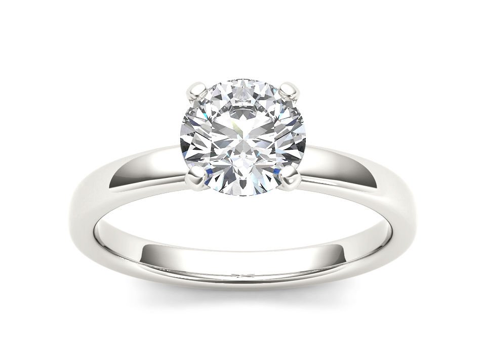 14K White Gold 1 Ct Round Cut Natural Diamond Solitaire Engagement Ring HI I2